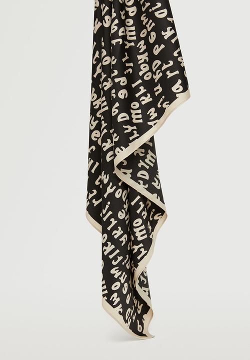 MANGO - Letters print handkerchief - black & neutral 