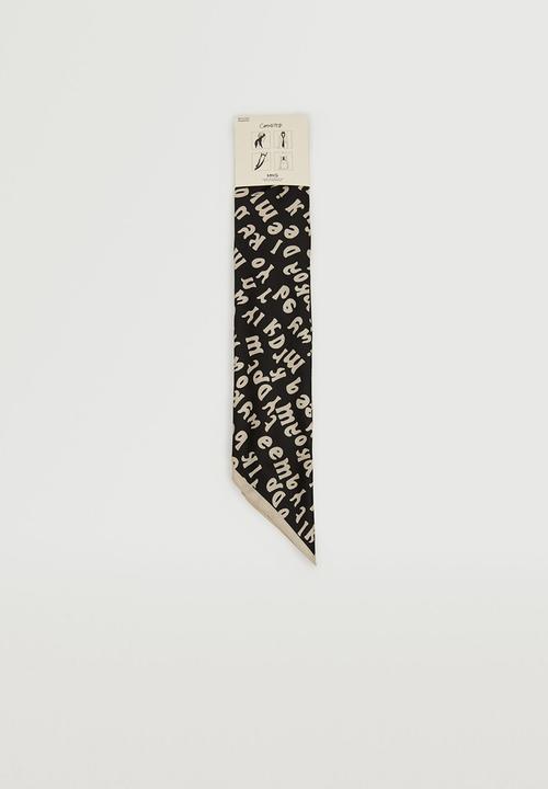 MANGO - Letters print handkerchief - black & neutral 