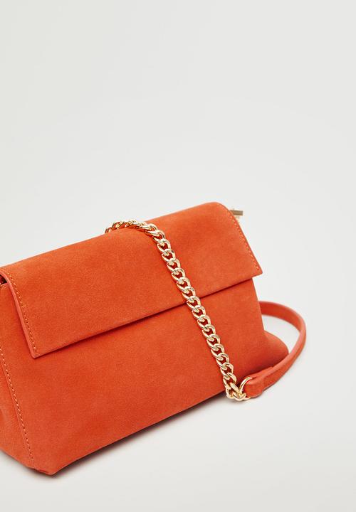 MANGO - Leather shoulder bag - orange