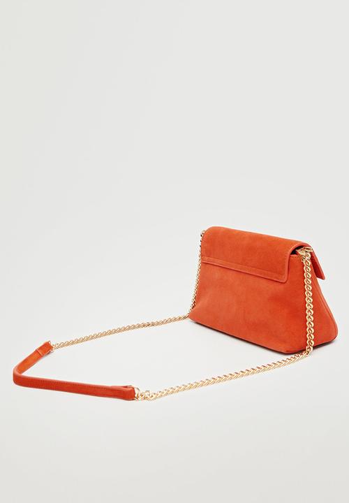 MANGO - Leather shoulder bag - orange