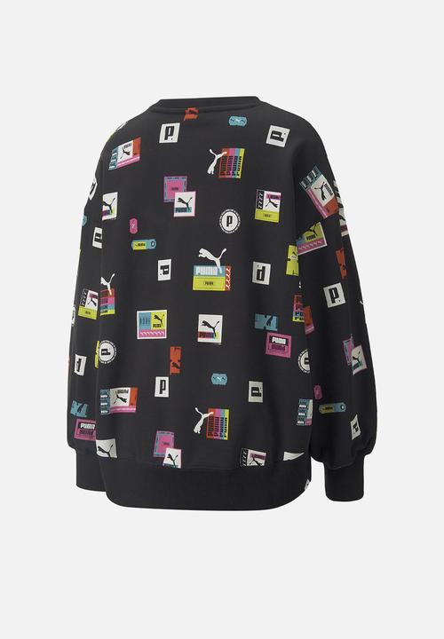 PUMA - Love oversized aop crew - black