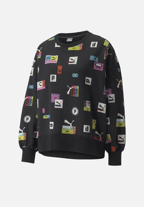 PUMA - Love oversized aop crew - black