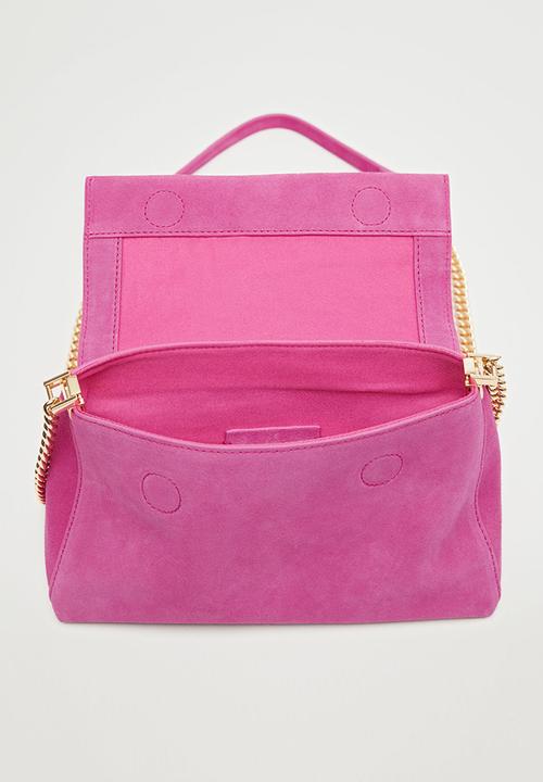 MANGO - Leather shoulder bag - fuchsia