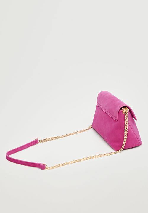 MANGO - Leather shoulder bag - fuchsia