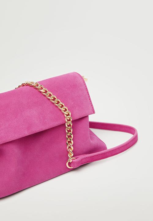 MANGO - Leather shoulder bag - fuchsia
