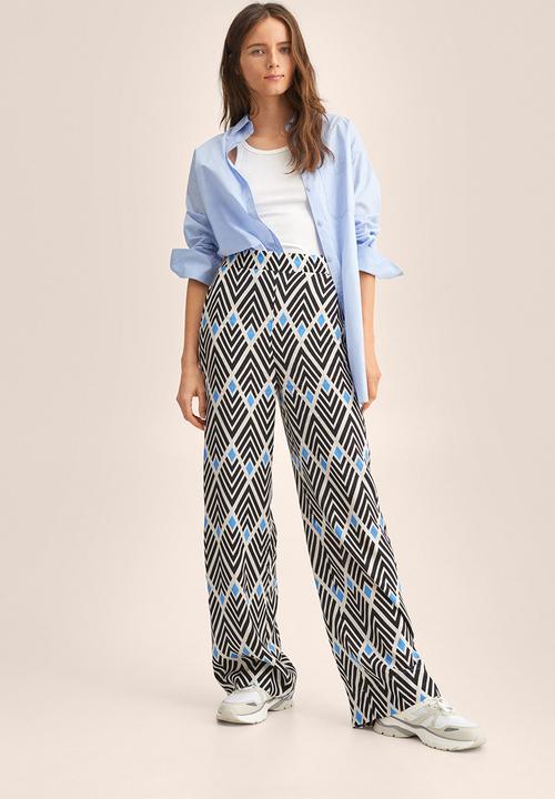 MANGO - Trousers rombo - black