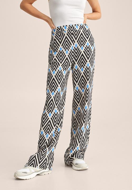 MANGO - Trousers rombo - black