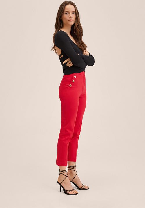 MANGO - Trousers botones - red