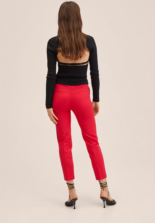 MANGO - Trousers botones - red