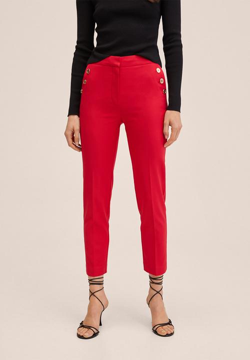 MANGO - Trousers botones - red