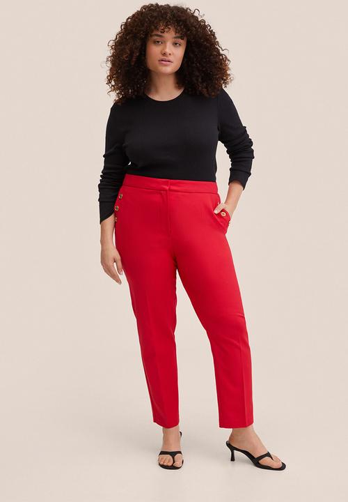 MANGO - Trousers botones - red
