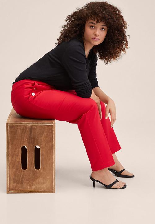 MANGO - Trousers botones - red