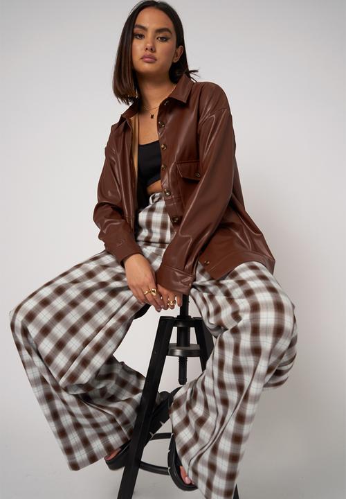 Daisy Street - Pu shacket - brown