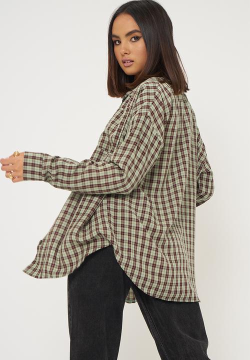 Daisy Street - Lucy shirt - sage brown check