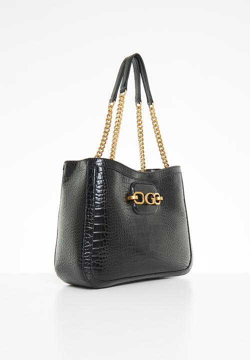 GUESS - Hensely croc girlfriend tote - black