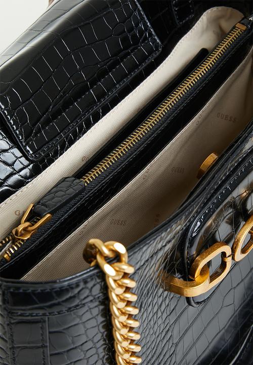 GUESS - Hensely croc girlfriend tote - black