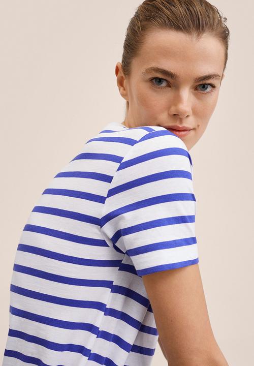 MANGO - T-shirt chalaca - blue & white