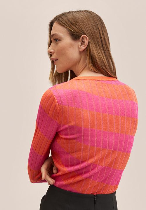 MANGO - Sweater oblicuo - orange & pink