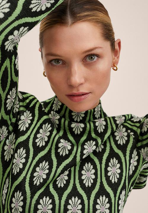 MANGO - Dress floreta - black & green 
