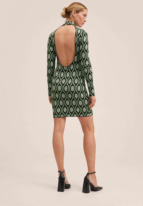 MANGO - Dress floreta - black & green 