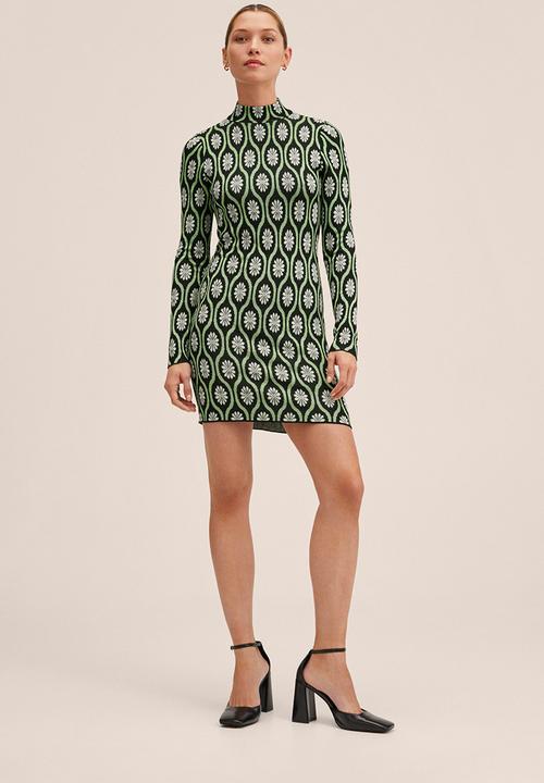 MANGO - Dress floreta - black & green 