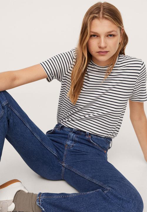 MANGO - T-shirt bellap-h - navy & white 