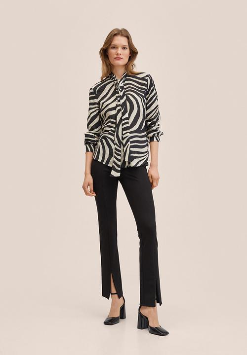 MANGO - Blouse jare - black & cream