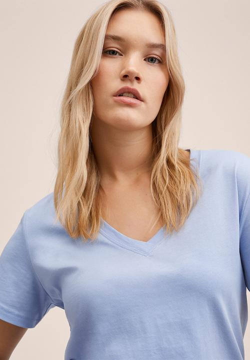 MANGO - Plus t-shirt . chalapi - light blue