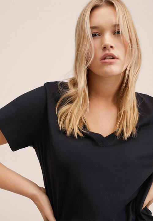 MANGO - Plus t-shirt . chalapi - black