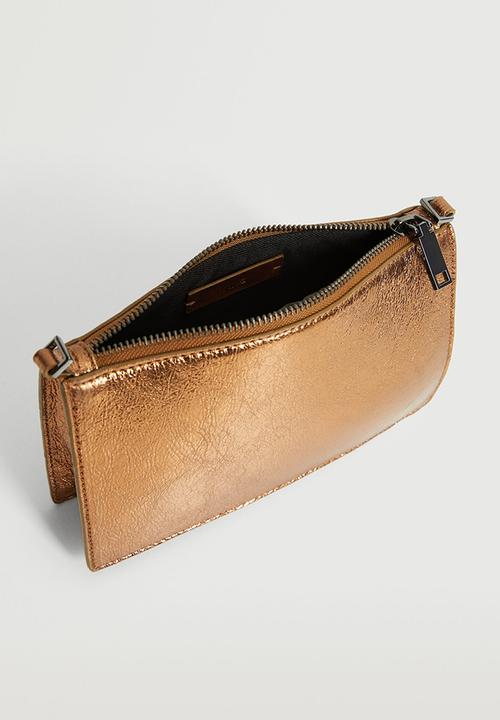 MANGO - Glossy baguette bag - ochre