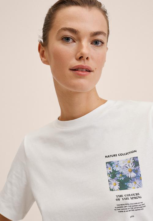 MANGO - T-shirt pstilu2 - white 