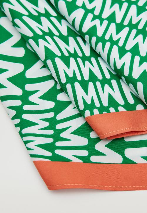 MANGO - Printed scarf with logo - green