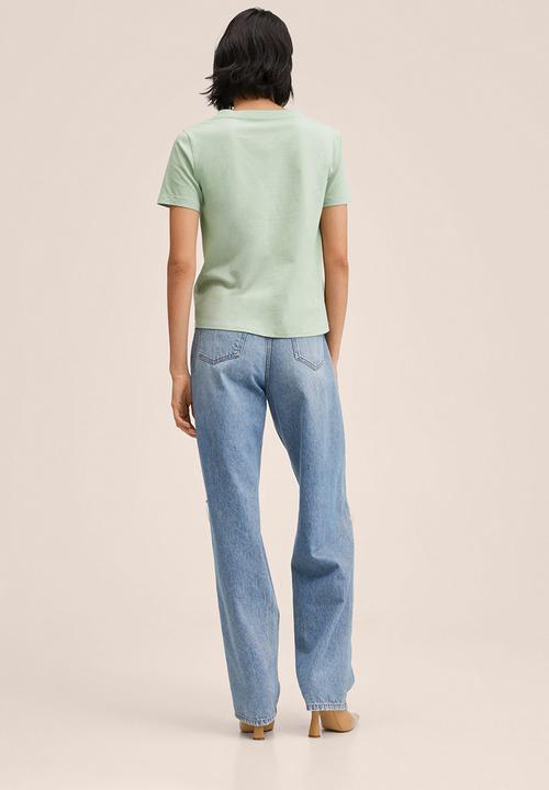 MANGO - T-shirt chalapi - aqua