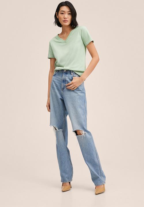MANGO - T-shirt chalapi - aqua