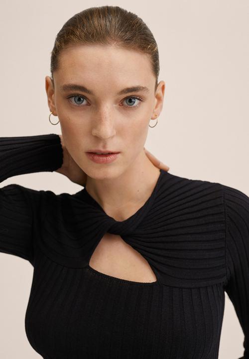 MANGO - Sweater risu - black