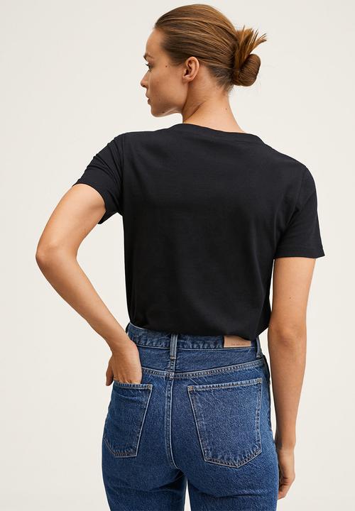 MANGO - T-shirt chalapi - black