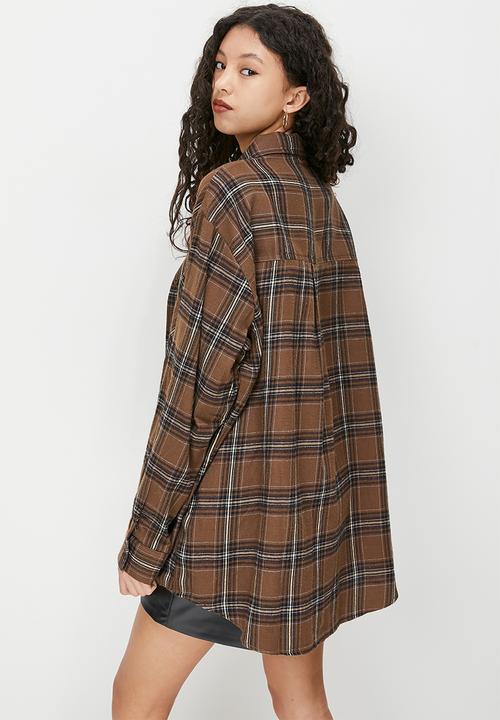 Blake - Oversized check shirt - brown check
