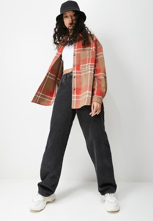Blake - Check shacket -  rust/brown check