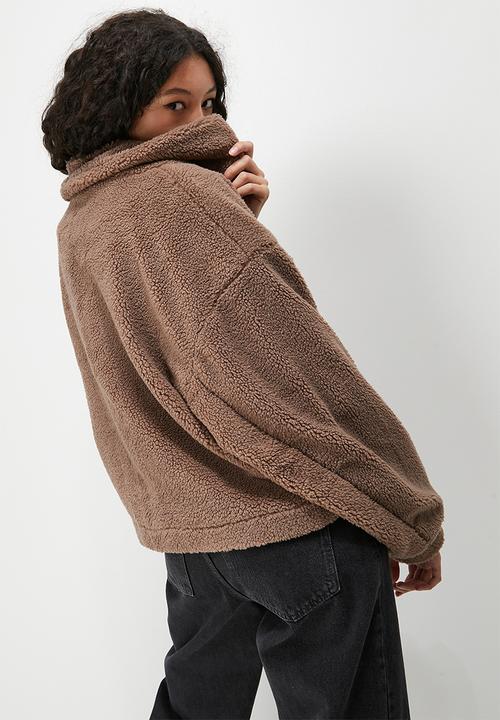 Blake - Zip thru teddy jacket - choc