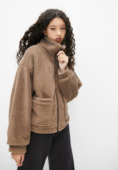 Blake - Zip thru teddy jacket - choc