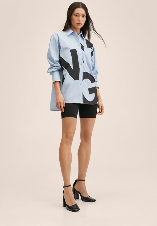 MANGO - Shirt letter - blue & black 