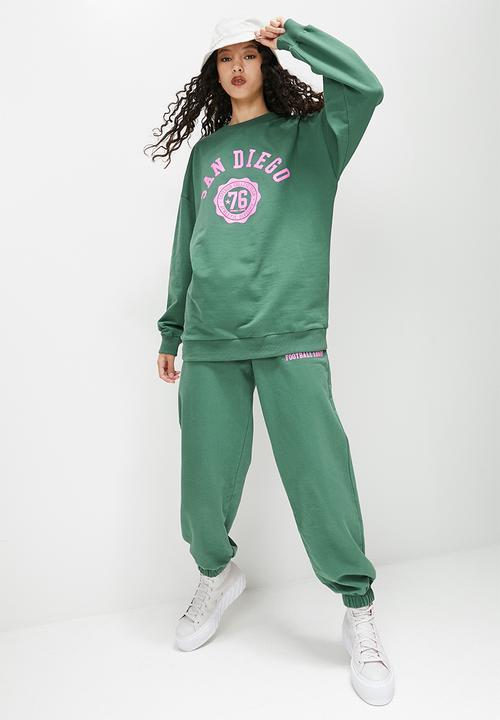 Blake - Graphic oversize crew sweat  - emerald