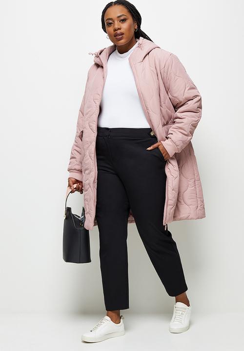 edit Plus - Diagonal quilt hooded puffer - light mauve