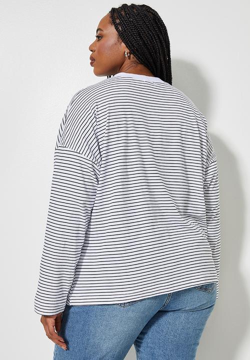 Superbalist - Striped easy fit tee - black & white stripe