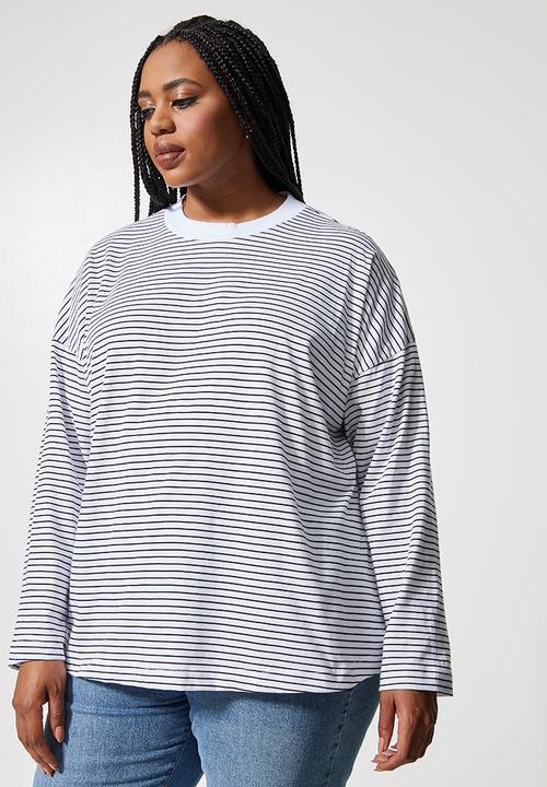 Superbalist - Striped easy fit tee - black & white stripe