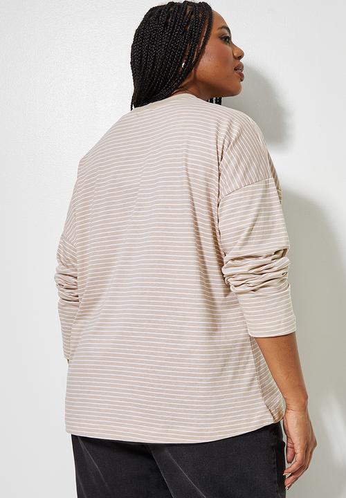 Superbalist - Striped easy fit tee - white & stone