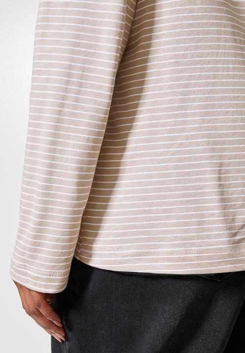 Superbalist - Striped easy fit tee - white & stone