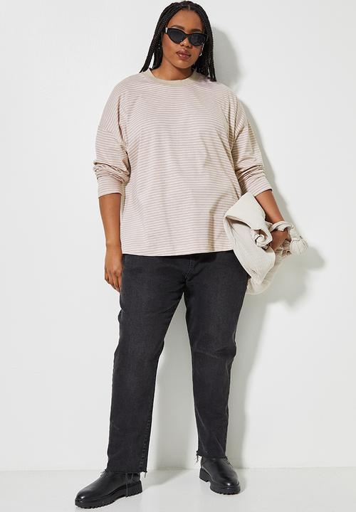 Superbalist - Striped easy fit tee - white & stone