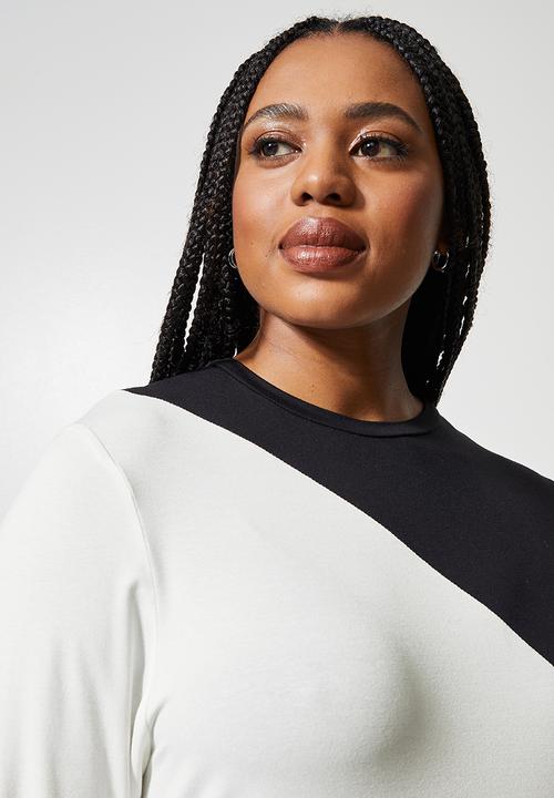 Superbalist - Diagonal colour block top - black & milk