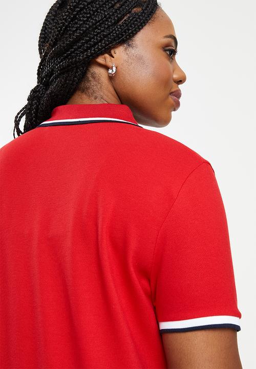 POLO - Plus wmn essential short sleeve golfer dress - red